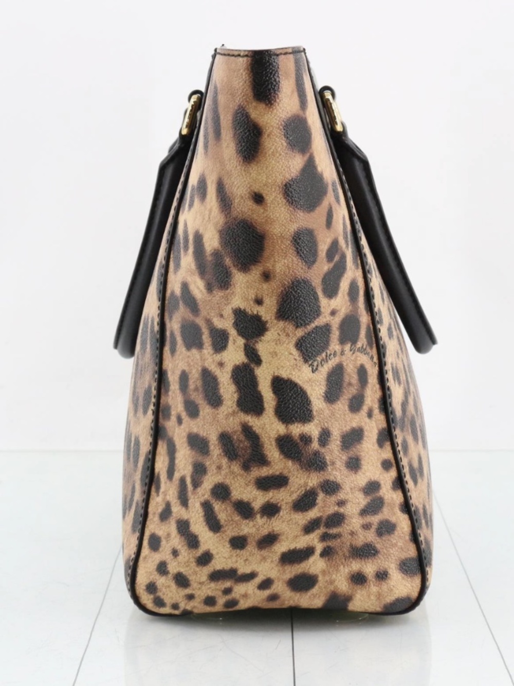 Dolce & Gabbana Leopard Print Large Tote Bag Black Leather - Picture 4 of 17